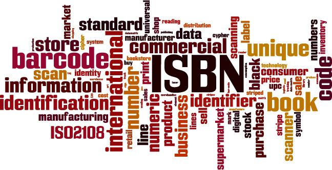 A wordcloud of self-publishing terms centered around ISBN.