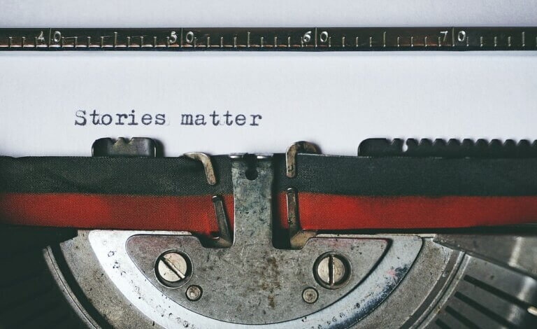 Stories Matter written on a typewriter