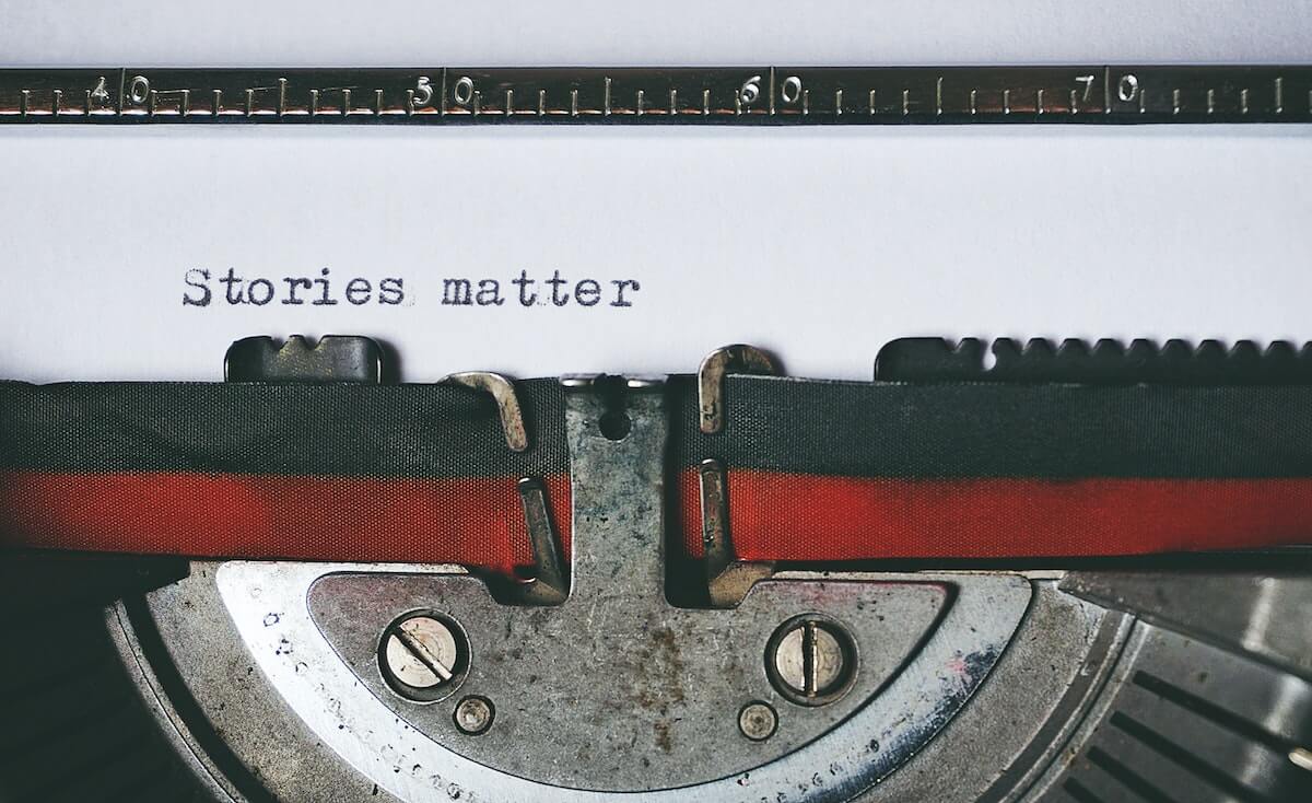 Stories Matter written on a typewriter