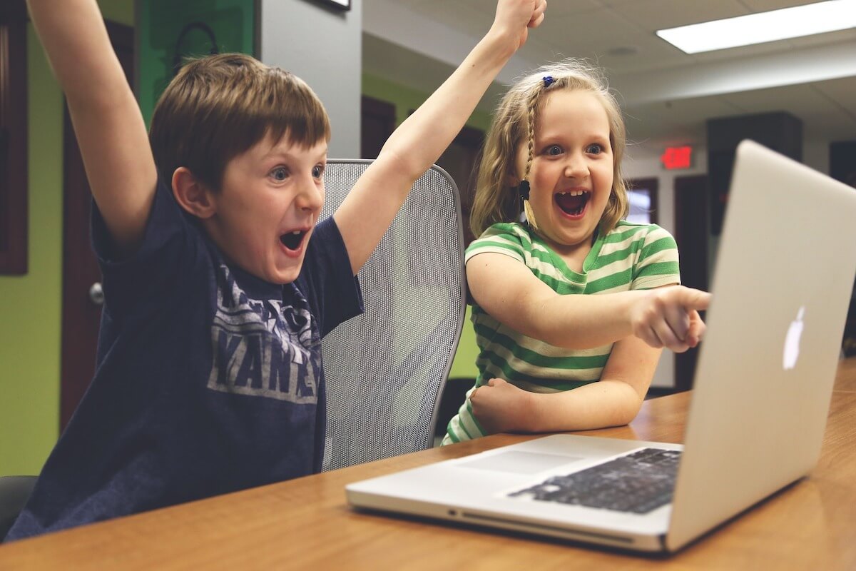 Excited Children Watching Videos
