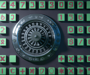 A padlock with strange symbols around it representing a password vault