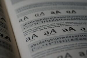 Photo of a page of typography examples.