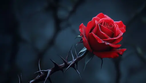 maineblaine_A_single_perfect_red_rose_intertwined_with_sharp_da_ecdc805c-a372-419b-bef6-d2dfa0b23d04