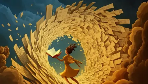 maineblaine_A_character_emerging_from_a_swirling_vortex_of_word_f819f624-cf5c-4f71-9868-f1873b6f7e55