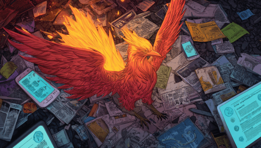 maineblaine_a_phoenix_rising_from_a_pile_of_outdated_crowdfundi_2765001b-d1fa-4d03-a96c-bda41f78a536