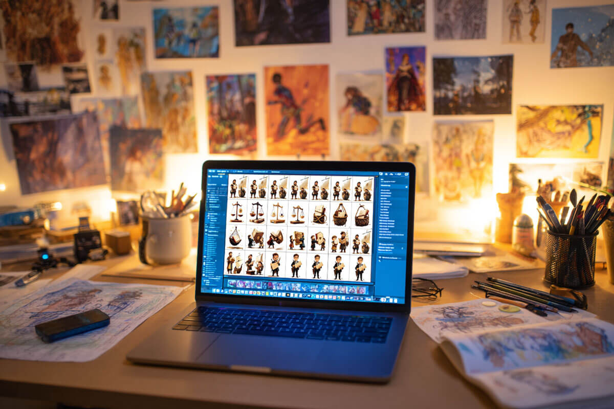 Maineblaine a creative authors workspace with a laptop showin 380ef925 5f15 4efd a163 fcf965c639d2