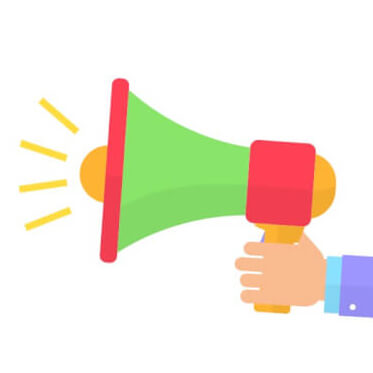 An illustration of a hand holding a megaphone