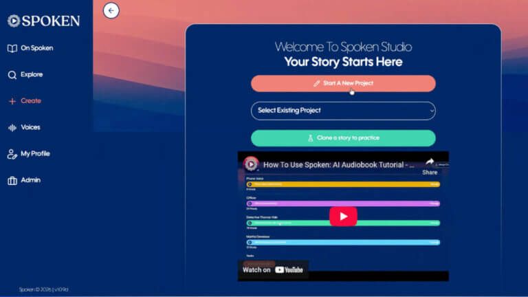 A screenshot of Spoken Studio's interface.