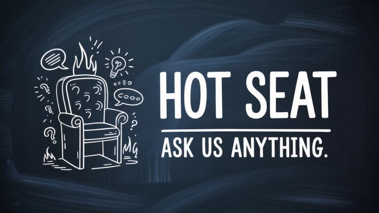 Hot Seat chalkboard style illustration on dark slate.