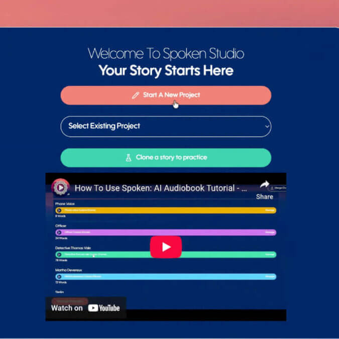 A screenshot of Spoken Studio's interface.