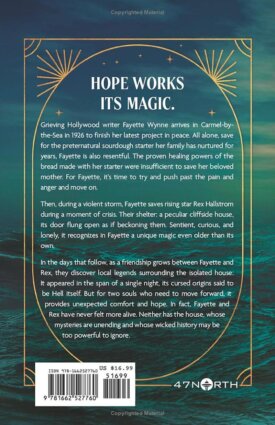 Back cover image for "A House Between Sea and Sky" by Beth Cato, featuring a continuation of the turbulent sea image and a similar framing device around the blurb.