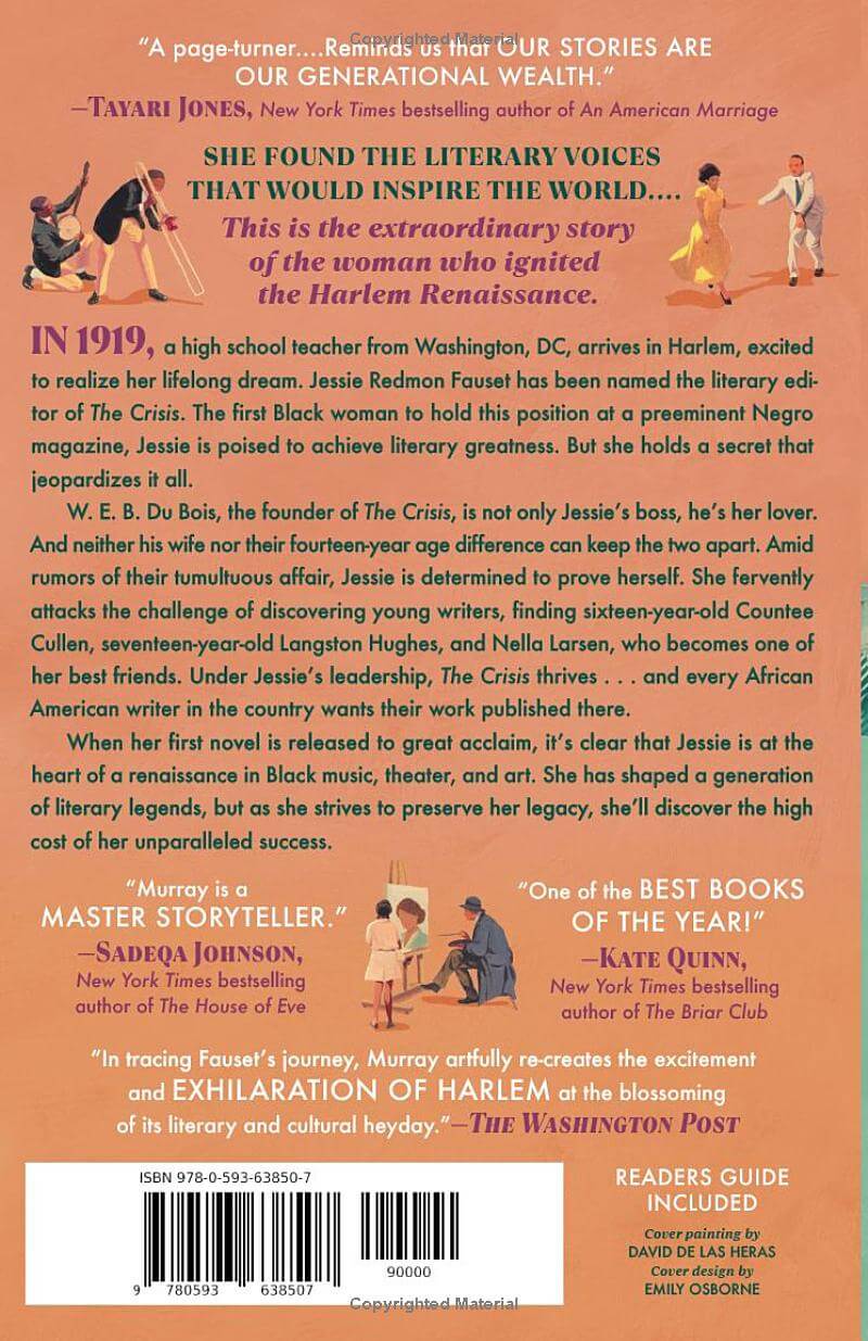 Back cover for "Harlem Rhapsody" by Victoria Christopher Murray, featuring a plain orange background with the book blurb and some pull quotes. Along the spine edge, part of the front cover image visibly encroaches on the back cover.