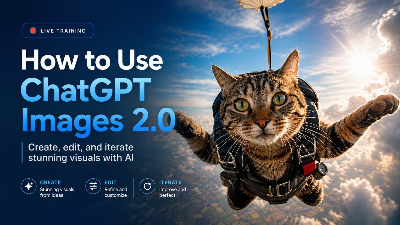 How to Use ChatGPT Images 2.0 - with a fun image of a skydiving cat.