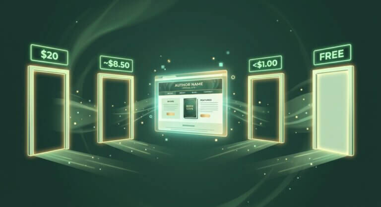 Four glowing portals or doorways in a row, each labeled with a cost ($20, ~$8.50,