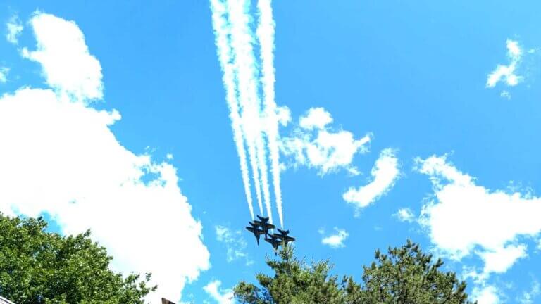 Blue Angels flying overhead in mid-2026.